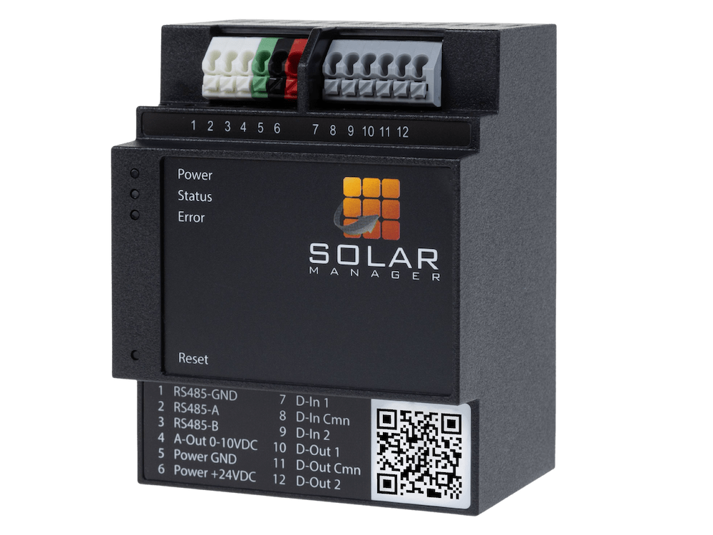Solar Manager Connect 2 Hutschienenmodul mit RS485- und Digital-Anschluessen
